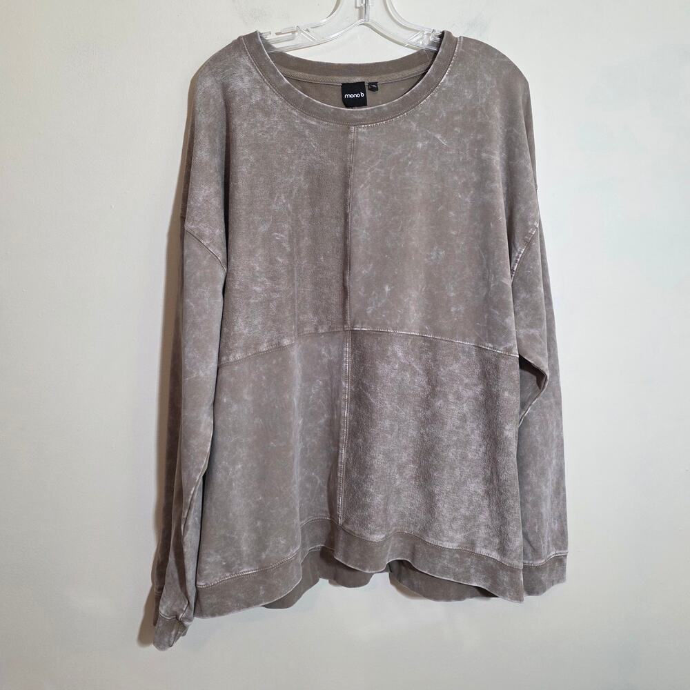 Mono B Mineral Wash Grayish brown Pullover Sweatshirt